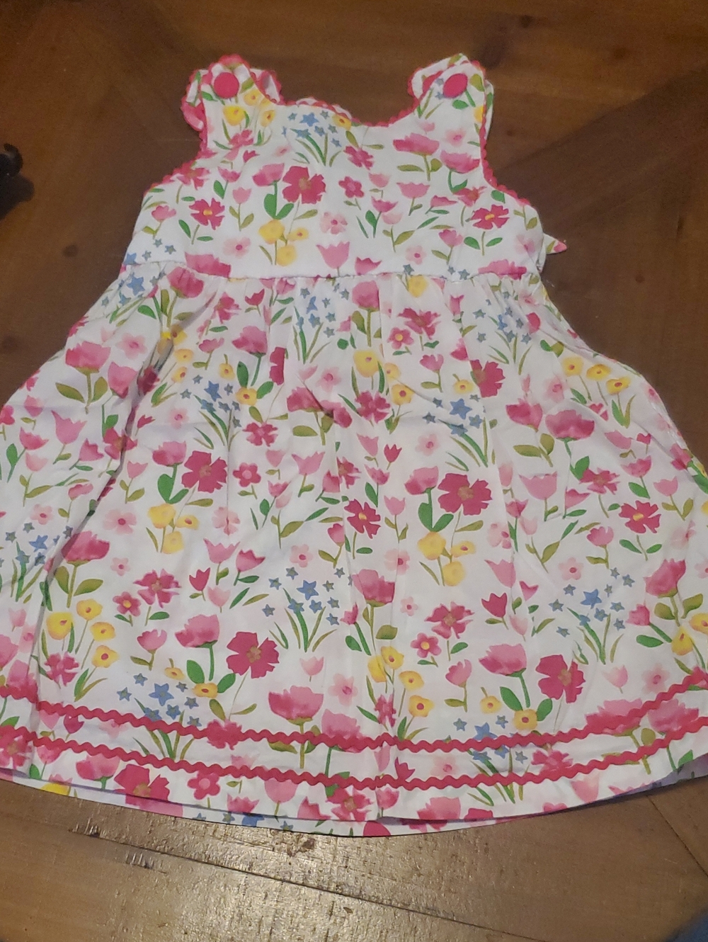 Girls Pink & White Floral Summer Dress
